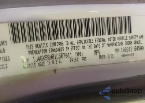 2001 Jeep Grand Cherokee Limited из США, поврежденный, VIN 1J4GX58N81C567011